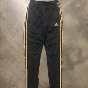 Adidas Rare Black Joggers with Gold Stripes Size Small